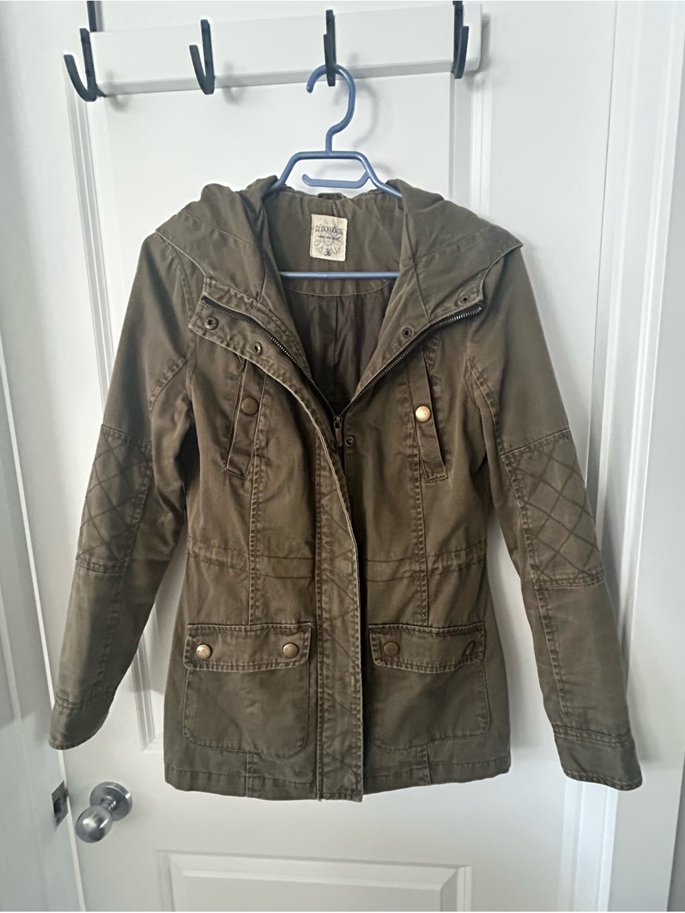 Olive Green Hooded Utility Jacket for Women
